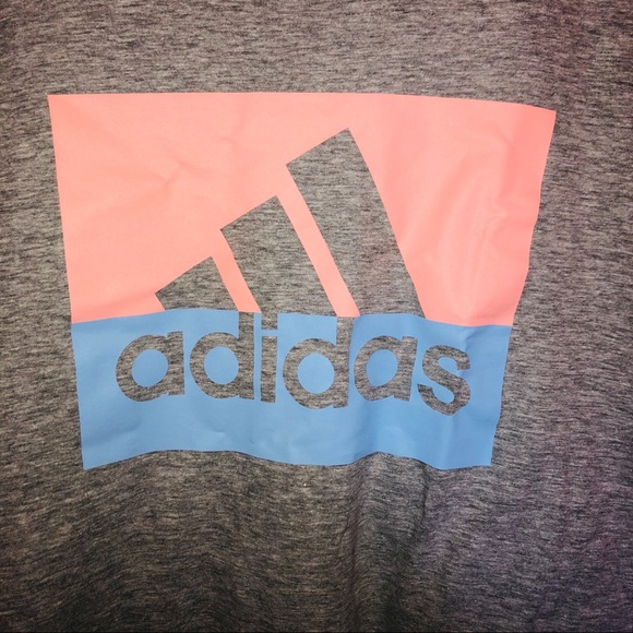 ADIDAS Moto block logo grey tee shirt small NWOT - Picture 2 of 4